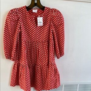 Charming Red Floral Kids Dress